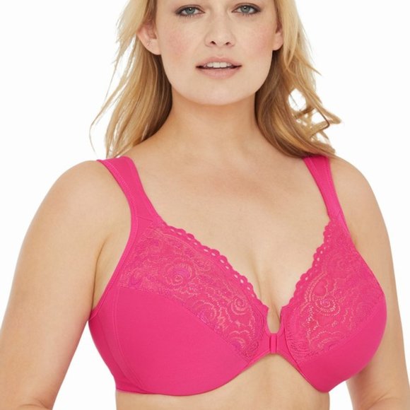 Set of 3! 42H Glamorise ELEGANCE Bra (UNDERWIRED) Lace STRETCH-STRAPS Pink NEW - Picture 12 of 12